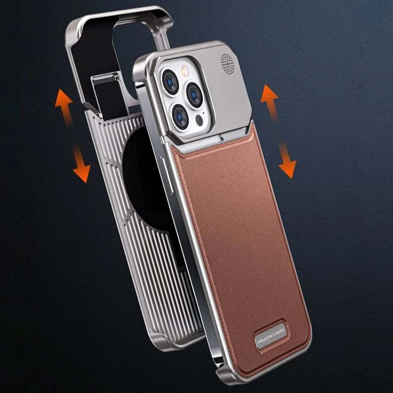 Case MetalLeather® Acabamento em Couro e Alumínio - Premium