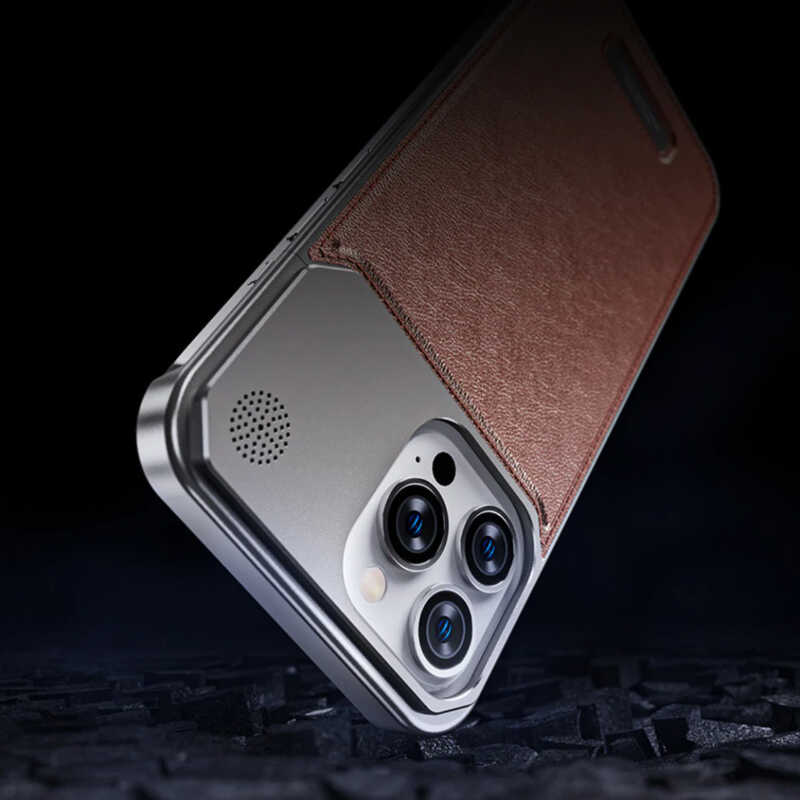 Case MetalLeather® Acabamento em Couro e Alumínio - Premium